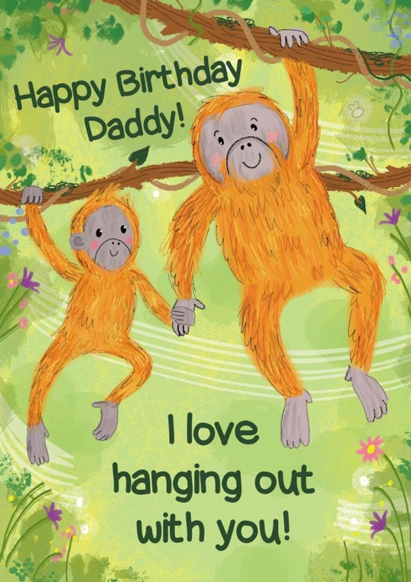Cute Orangutan Card for Dad's Birthday created by Holly Bushnell Illustration