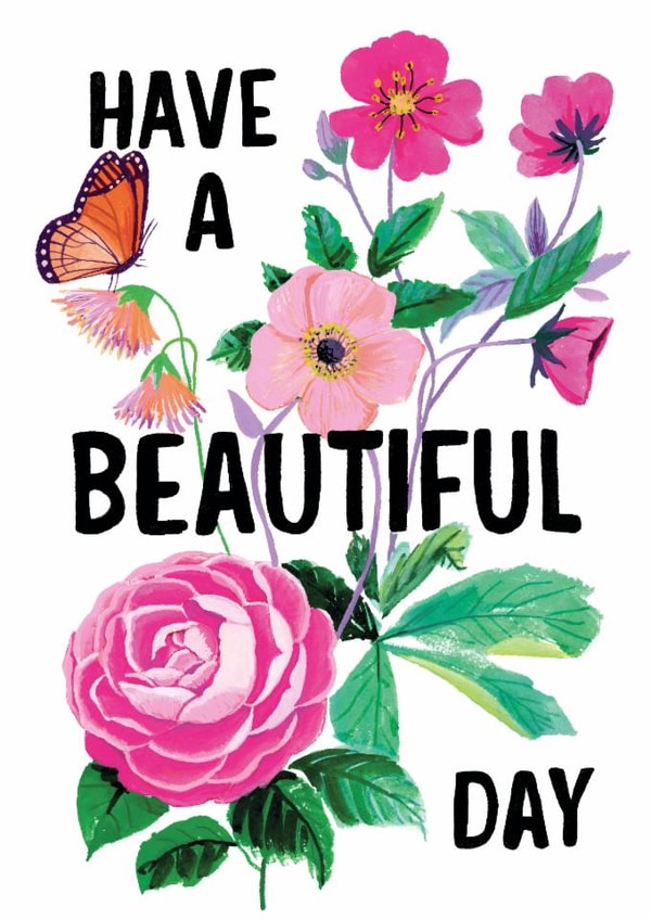 Pretty Birthday Card - For Her - Flowers - Butterfly created by Holly Fox