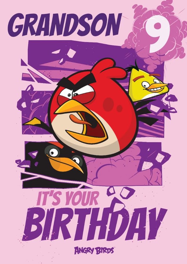 Cute Angry Birds Birthday Card – For Grandson – Happy 9th Birthday created by Danilo
