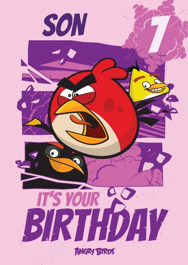 Cute Angry Birds Birthday Card – For Son – Happy 7th Birthday created by Danilo