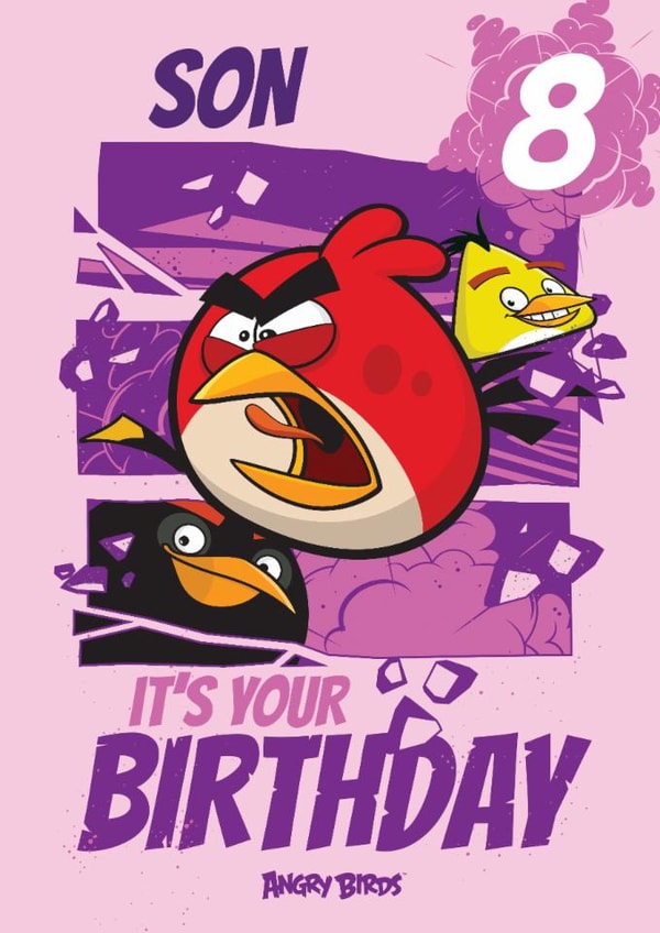Cute Angry Birds Birthday Card – For Son – Happy 8th Birthday created by Danilo