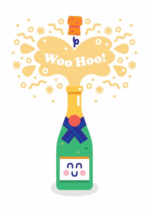 Cute Congratulations Card - Woo Hoo! - Champagne Celebration created by Studio Boketto
