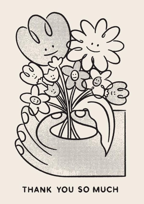 Arty Thank You Card - Smiley Picked Flowers created by Studio Boketto