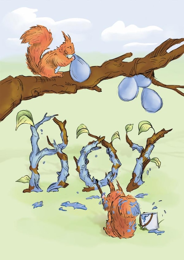 Cute Red Squirrel New Baby Boy Card - It's A Boy Fun Animal Card created by Jade Blakeley