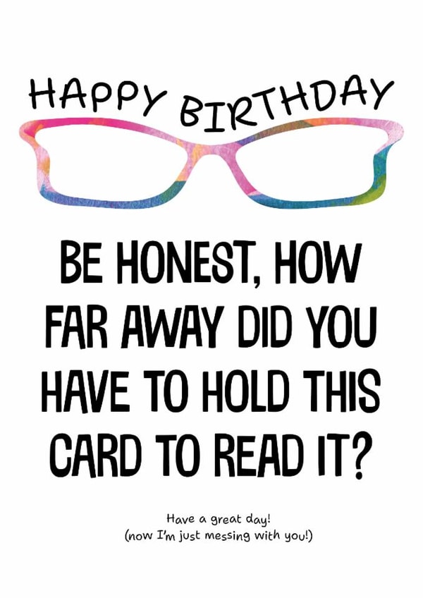 Funny Birthday Card - Glasses - Eyesight created by size3art