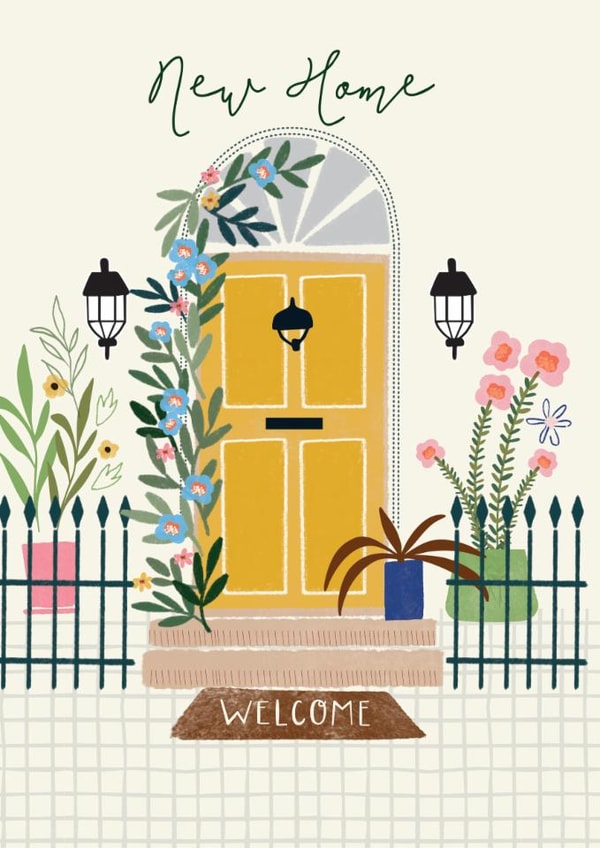 Pretty New Home Card - Floral Front Door created by Laura Darrington Design Ltd.