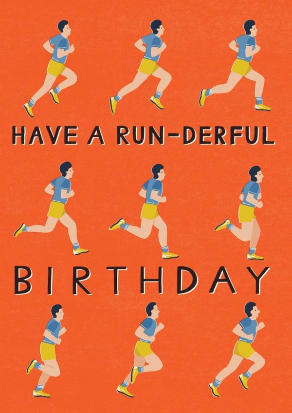 Classic Birthday Card - Running - Retro Runner created by Laura Darrington Design Ltd.