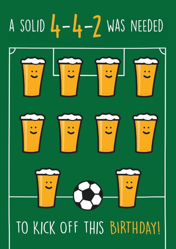 funny Football 4-4-2 birthday card created by Get Carter Cards