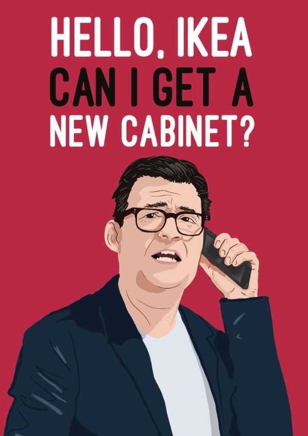 Funny Birthday Card - Andy Burnham - New Cabinet created by Quitting Hollywood