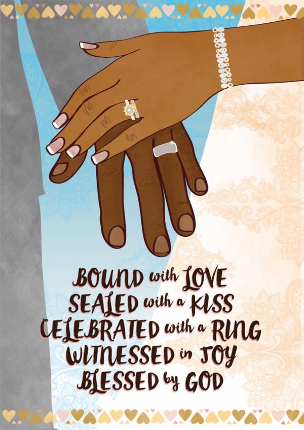 Sentimental Wedding Card for Couple - Elegant Ring Illustration created by @NyhaCards by Naomi C Robinson