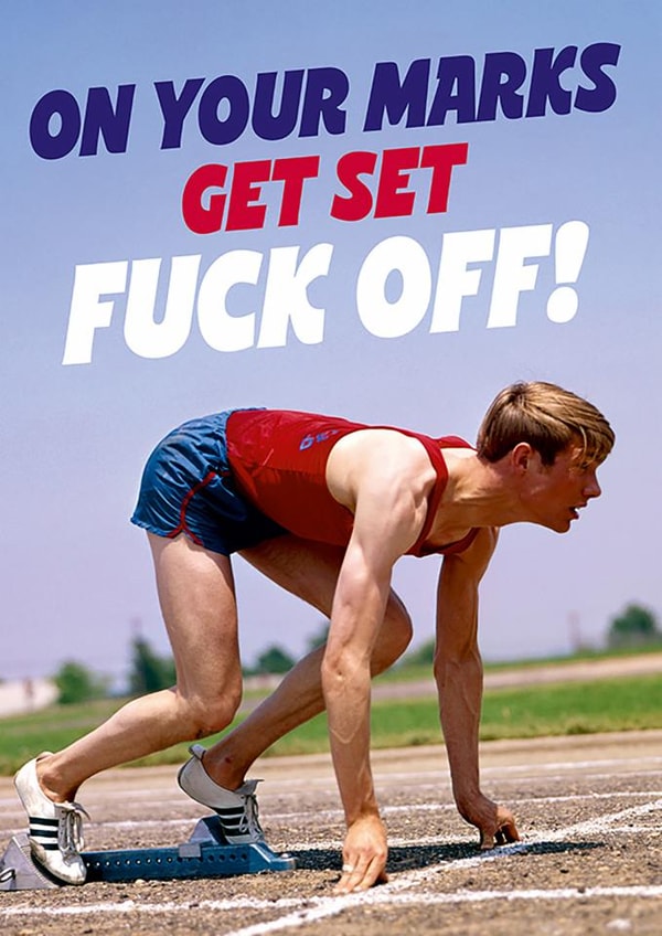 Funny Birthday Card - On Your Marks - Running created by Dean Morris Cards