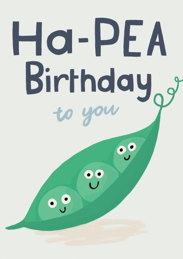 Cute Birthday Card - Ha-Pea Birthday To You - Peas created by Lisa Greener