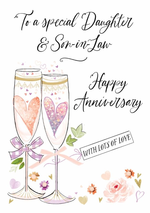 Traditional Anniversary Card - For Daughter And Son In Law - Champagne created by Katie Phythian Design