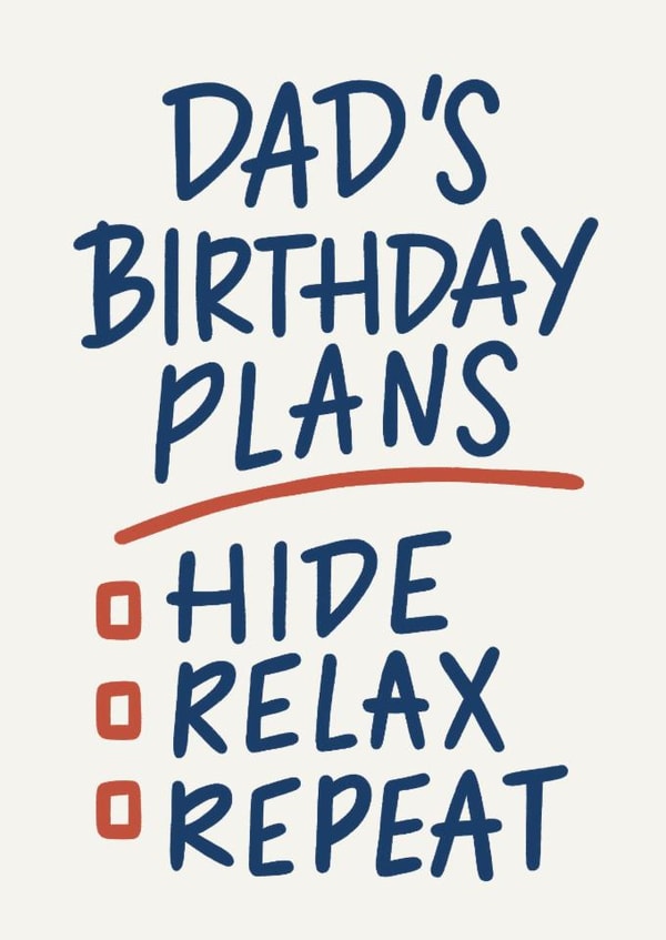 Funny Birthday Card - For Dad - Hide, Relax, Repeat created by Happy  Introvert
