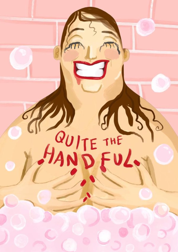 Funny Birthday Card - Quite The Handful - For Her - Boobs created by Running with Scissors