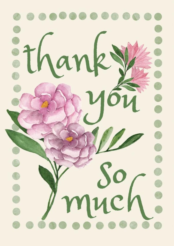 Pretty Thank You Card - Watercolour Flowers created by Feel Good Supplies