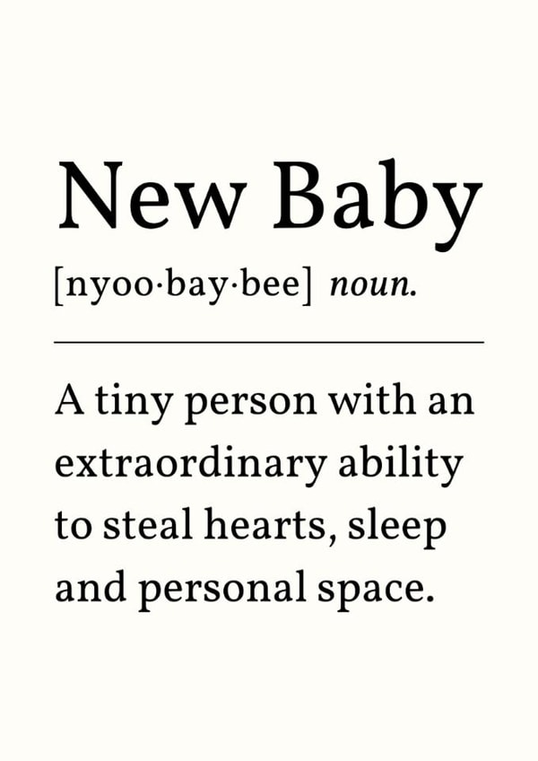 Funny New Baby Card - Fake Dictionary - A Tiny Person created by Sundiva Designs