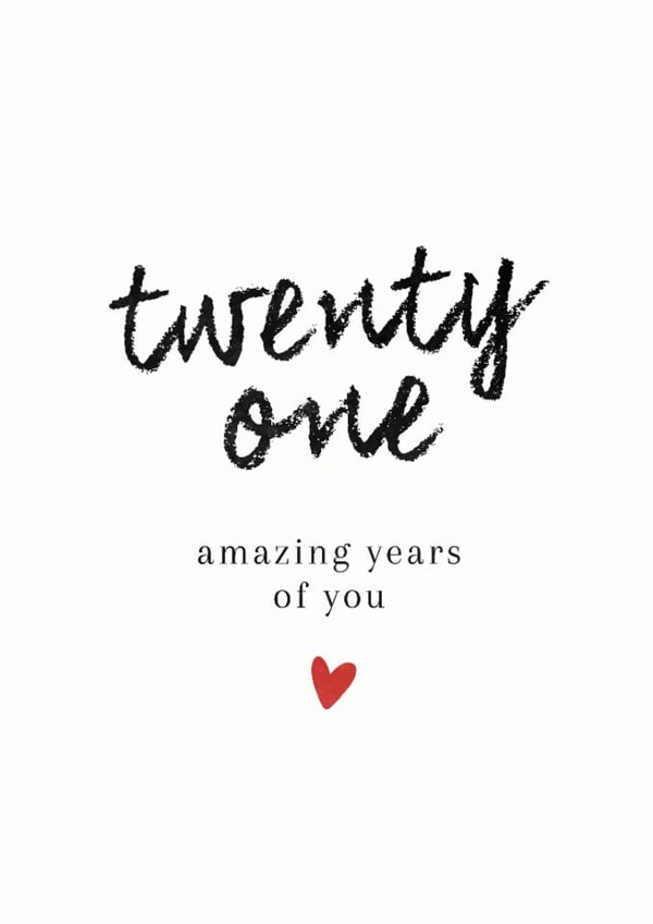 Classic Birthday Card - 21st - Twenty One Amazing Years created by Spark and Wild