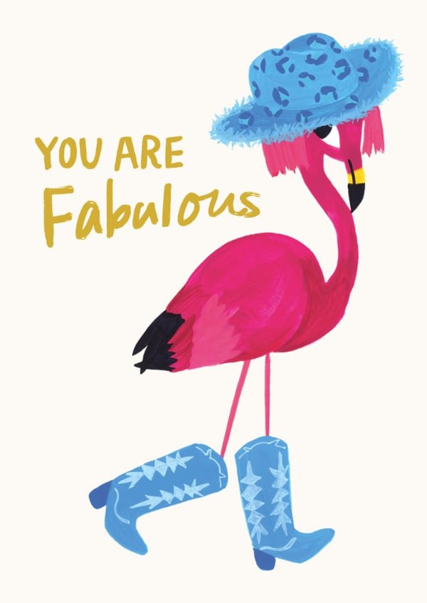 Fun Love & Friendship Card - Cowboy Flamingo - You Are Fabulous created by Holly Fox