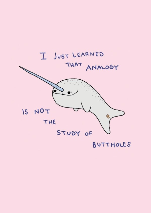 Funny Just Because Card - Narwhal - Study Of Buttholes created by Redback Cards