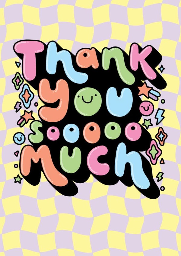 Cute Thank You Card - Dopamine Checkerboard created by Katie Ruby Illustration