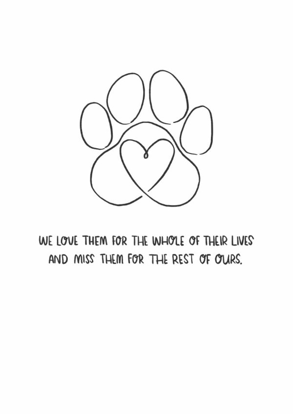 Simple pet sympathy card sorry for your loss dog paw print line created by Hollie McManus Illustration