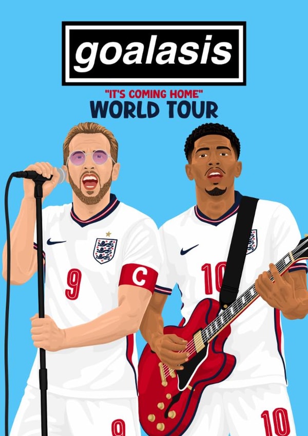 Funny Birthday Card - England Football Team - Oasis Parody - It's Coming Home created by Pink Peach Cards