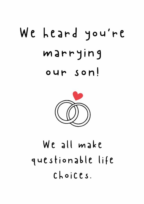 Funny Engagement Card - For Daughter In Law - Questionable Life Choices created by Spark and Wild
