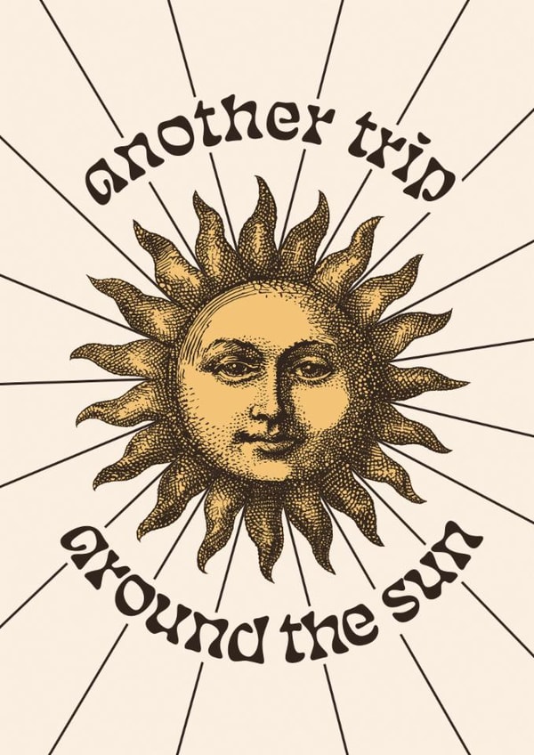Arty Birthday Card – Celestial Sun – Another Trip Around The Sun created by Bonne Nouvelle