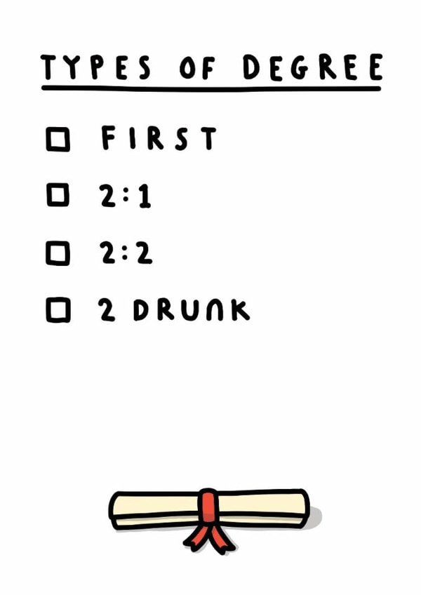 Funny Graduation Card - Types Of Degree - 2 Drunk created by mungo and shoddy