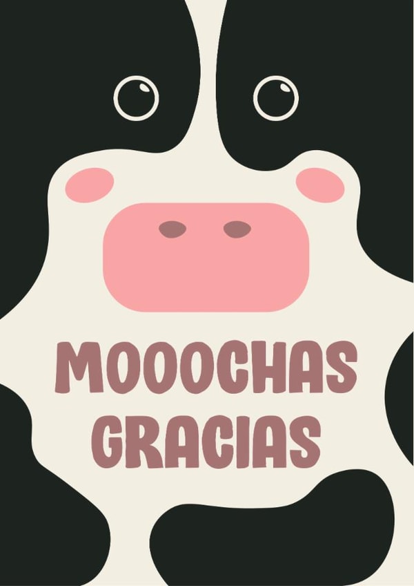Cute Thank You Card - Cow - Moo-chas Gracias created by Katie Delia