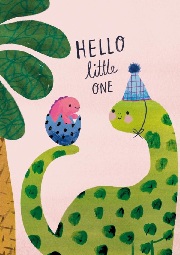 Cute New Baby Card - Dinosaur - Baby Girl created by Rosalind Maroney