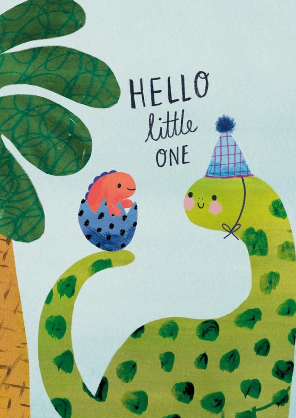 Cute New Baby Card - Dinosaur - Baby Boy created by Rosalind Maroney