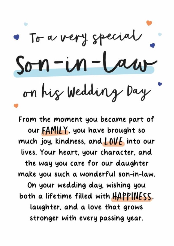 Heartfelt Wedding Card - To A Very Special Son-In-Law created by Kreate Paper Co.