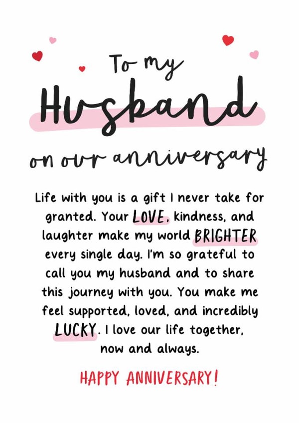 Heartfelt Anniversary Card - For Husband - Lucky created by Kreate Paper Co.