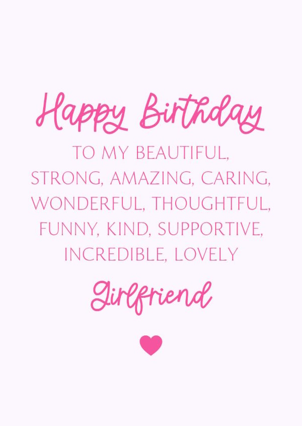 Classic Birthday Card - For Girlfriend - Beautiful And Kind created by Cake For Breakfast