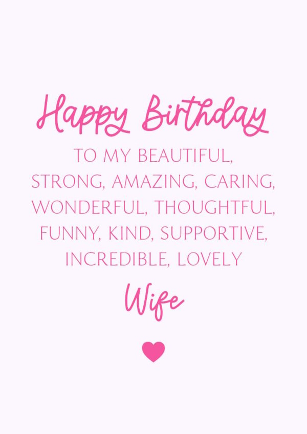 Classic Birthday Card - For Wife - Beautiful And Kind created by Cake For Breakfast