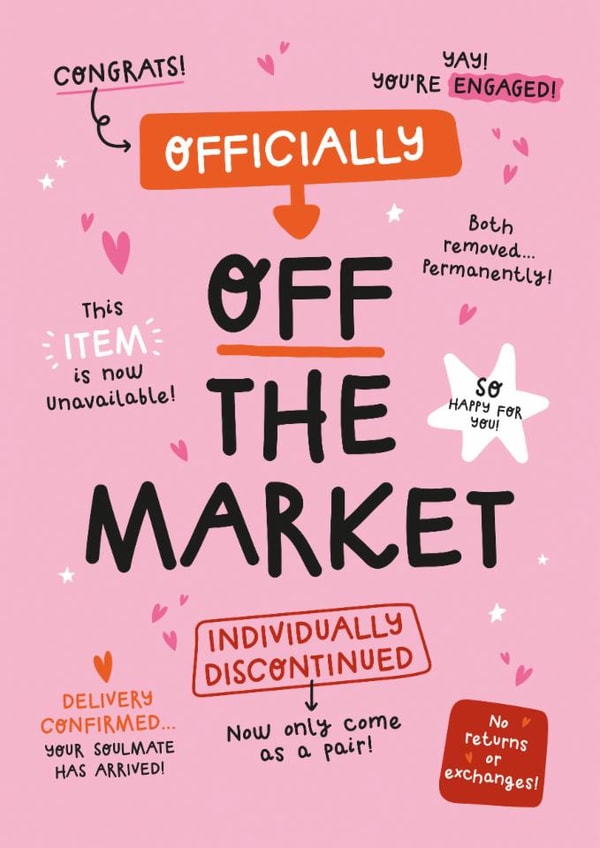 Cute Engagement Card - Off The Market - Congratulations created by Twisted Haggis