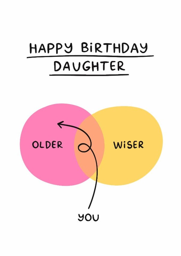 Funny Birthday Card - For Daughter - Older Not Wiser created by Sydney Jo Designs