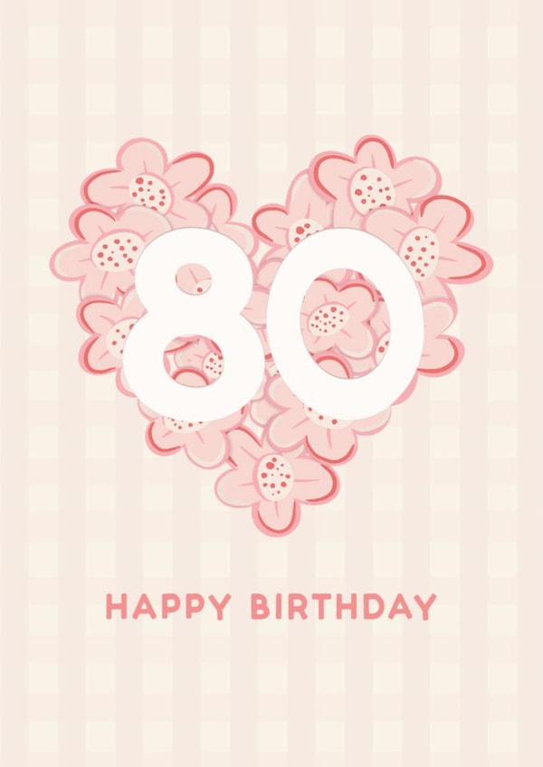 Pretty 80th Birthday Card - For Her - Floral Heart created by Lyndsay Moon
