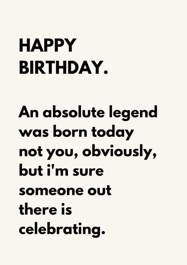 Funny Sarcastic Birthday Card for Best Friend - Absolute Legend Fine Print created by The Awkward Card Company 