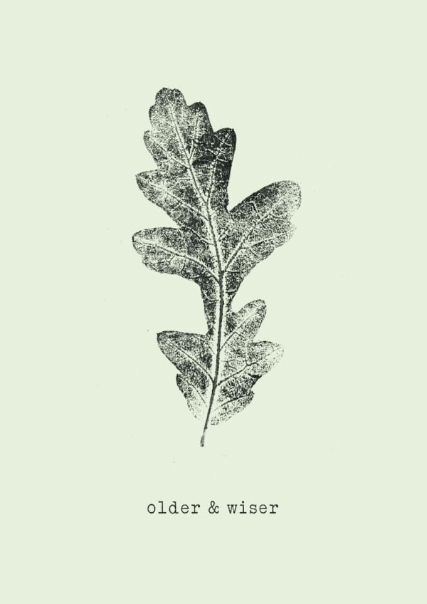 Classic Birthday Card – Oak Leaf – Older And Wiser created by Unfurling Press