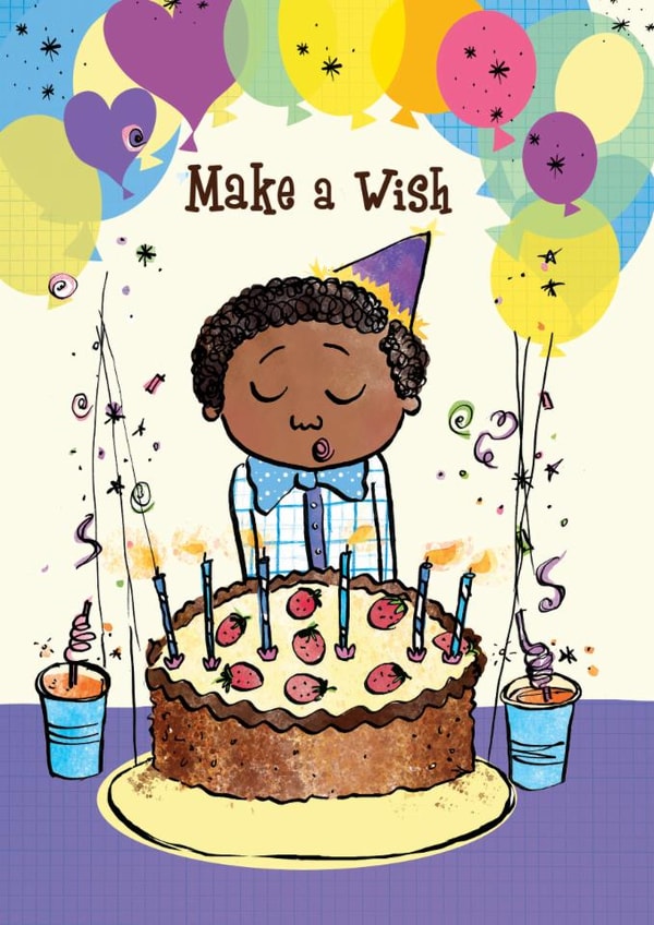 Make a Wish | Birthday Card for Boy | Cute Happy Birthday Card for Child created by @NyhaCards by Naomi C Robinson