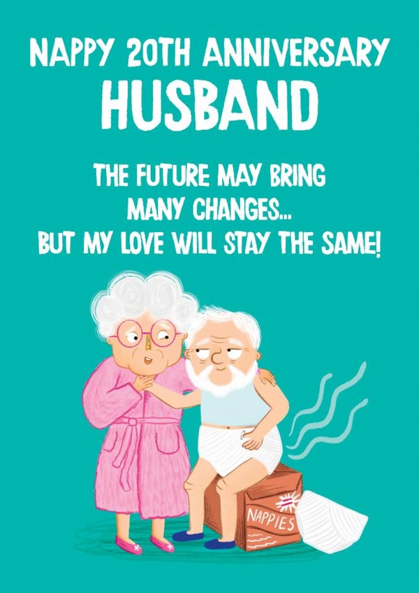 Funny Anniversary Card - For Husband - 20th - Nappies created by Hannah Jayne Lewin