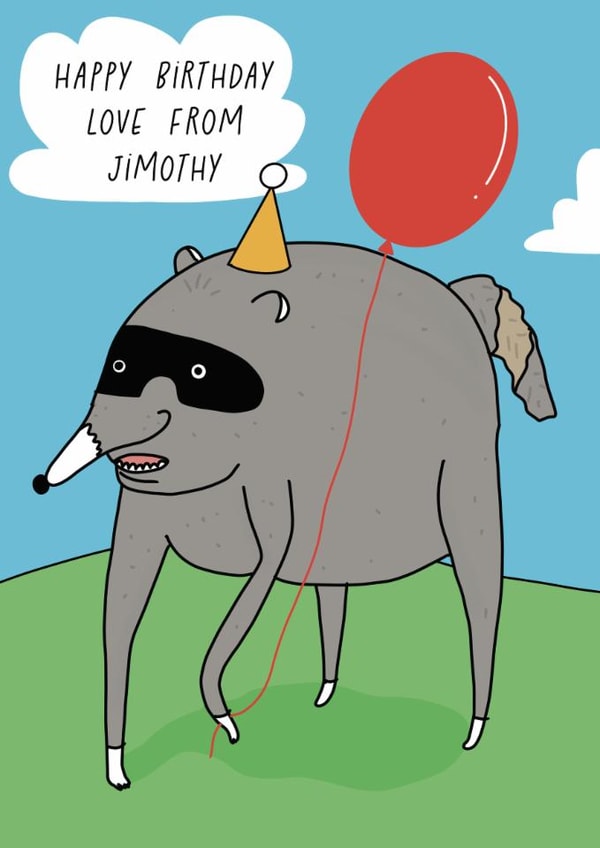 Funny Birthday Card - Jimothy The Racoon created by Blessherlittleartoons by Amy