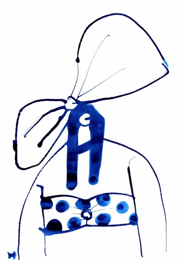 fashion, woman, portrait, artistic, illustration, blue, cool, modern created by Sian Jordan