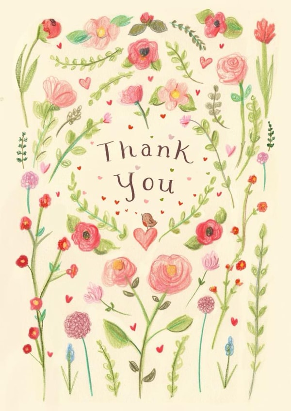 Traditional Thank You Card - Pretty Florals created by Love Lucy Illustration