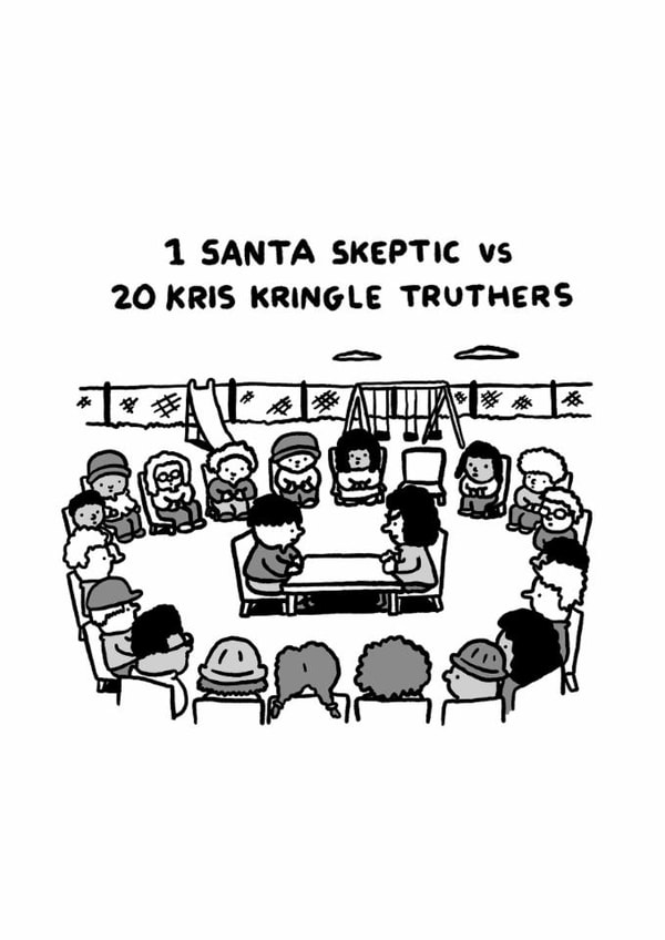 Funny Christmas Card - Santa Debate - Kris Kringle created by Thomas Wykes