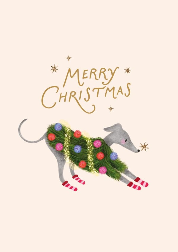 Cute Christmas Card - Whippet - Costume created by Studio Mads