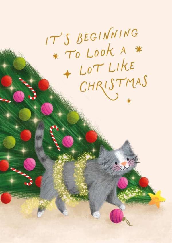 Cute Christmas Card - It's Beginning To Look A lot Like Christmas - Cat created by Studio Mads